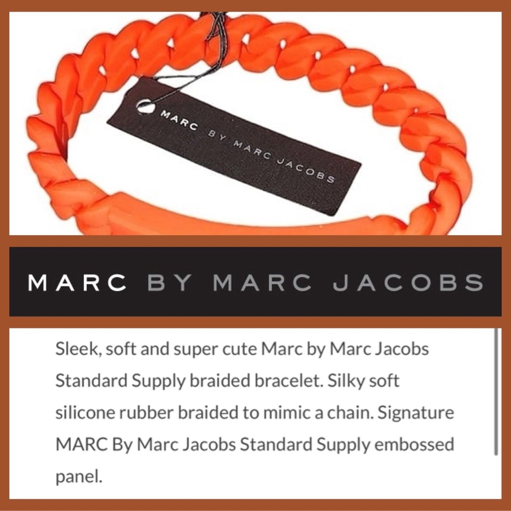 Marc By Marc Jacobs Orange Bracelet Standard Supply Braided Silicone Rubber - Picture 5 of 6